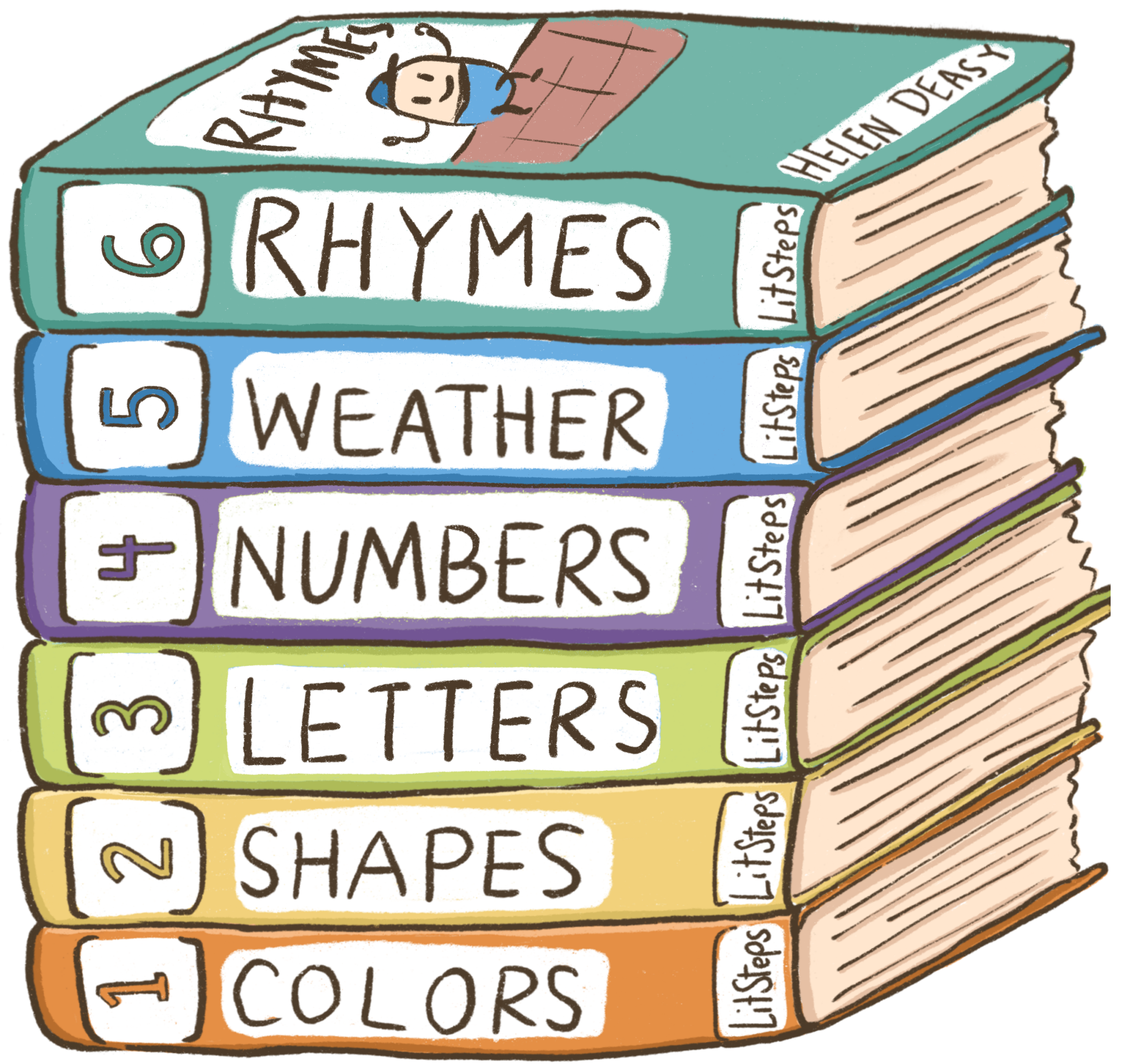 stack of literacy books