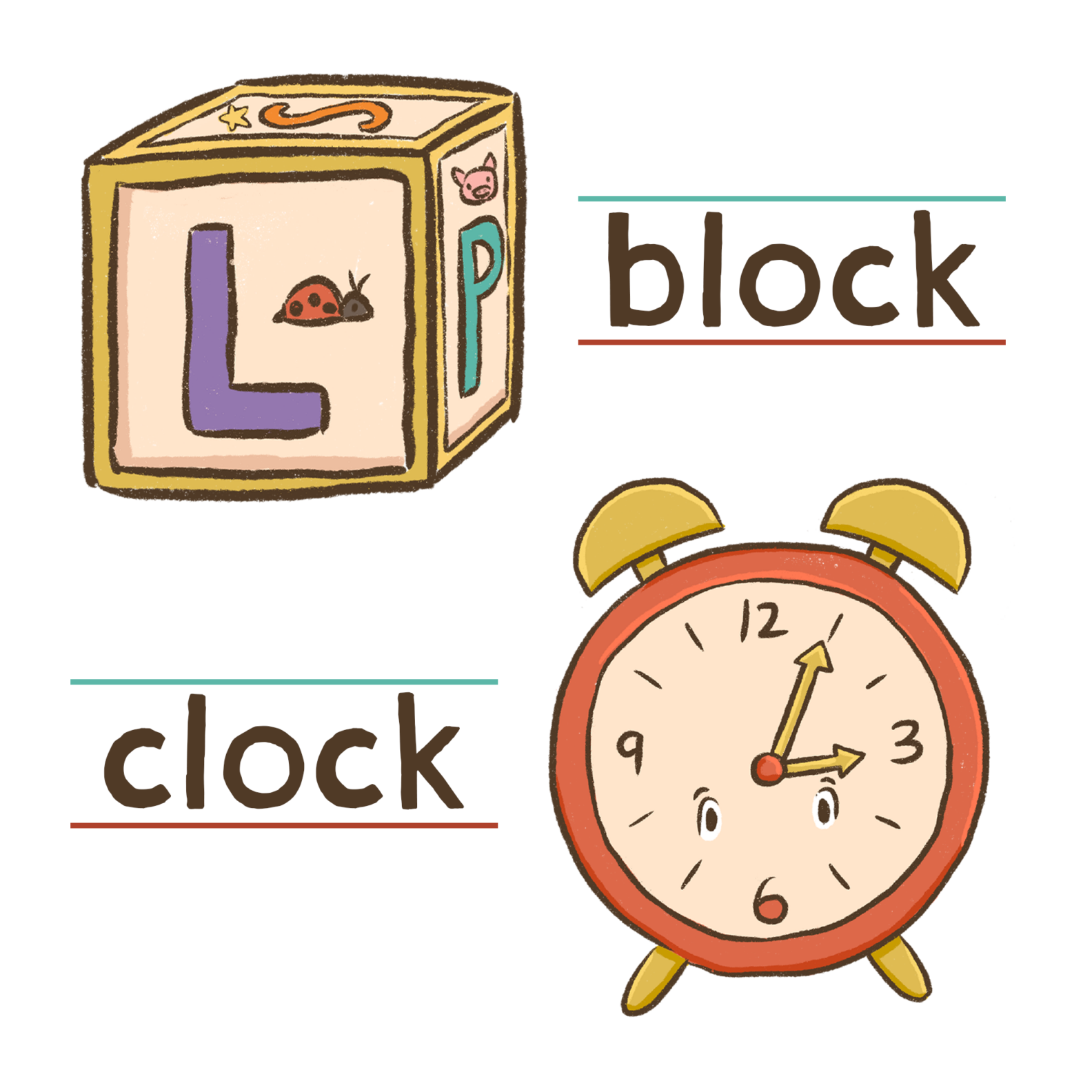 block clock rhyming words