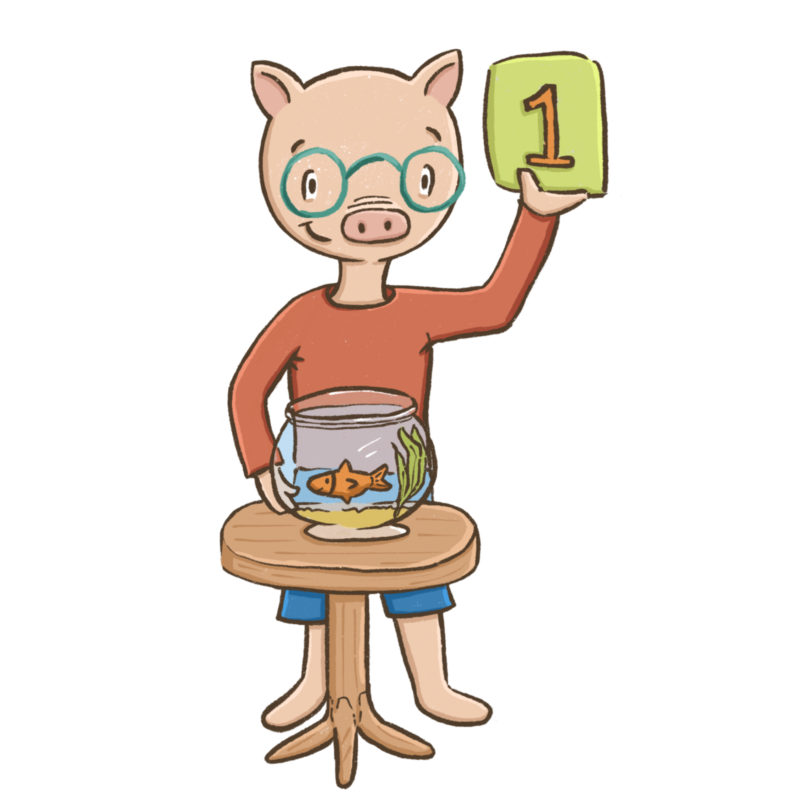 piglit holding a number one card
