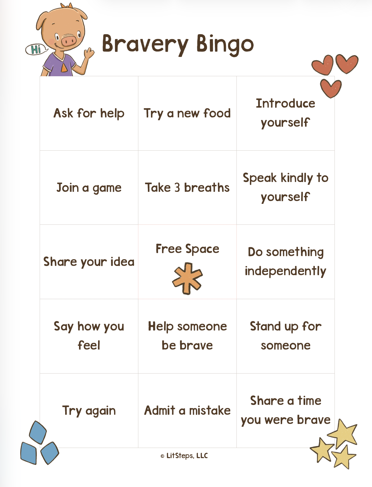 bravery bingo printable