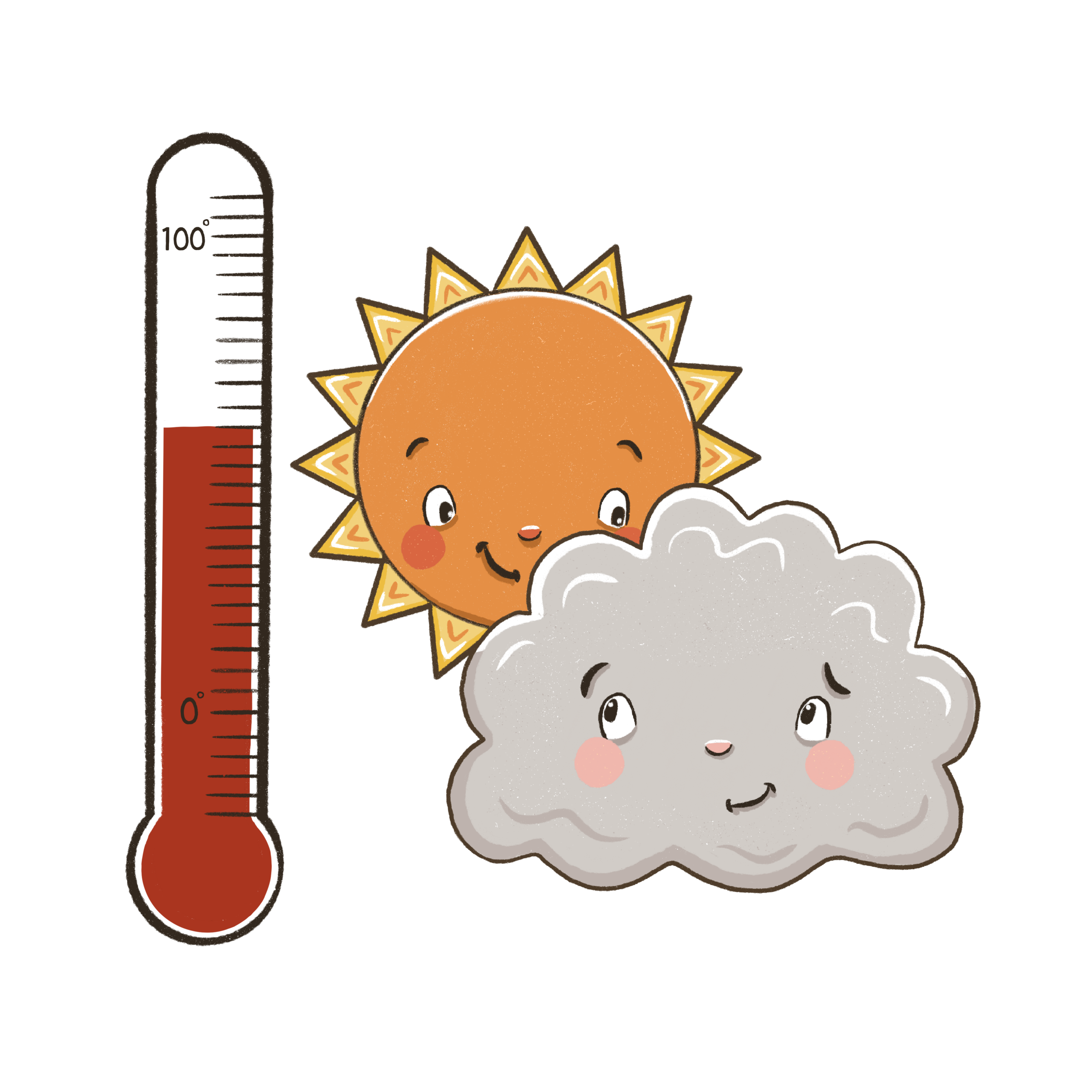 sun and cloud warm weather illustration